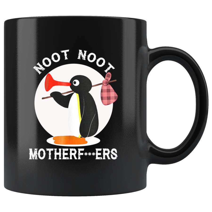 Pingu Penguin noot noot motherfucker black coffee mug