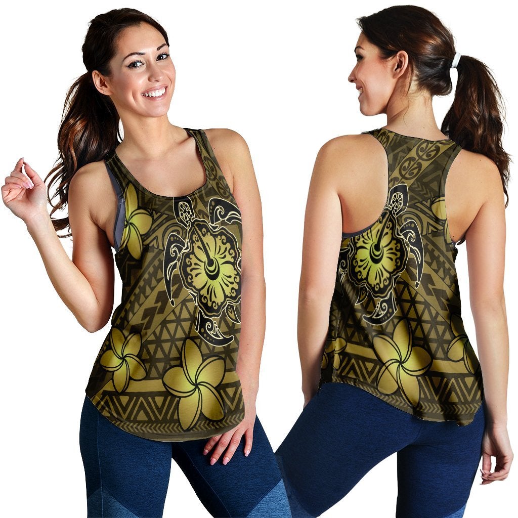 Hawaiian Mix Polynesian Turtle Plumeria Racerback Tank Nick Style Yellow Ha80704