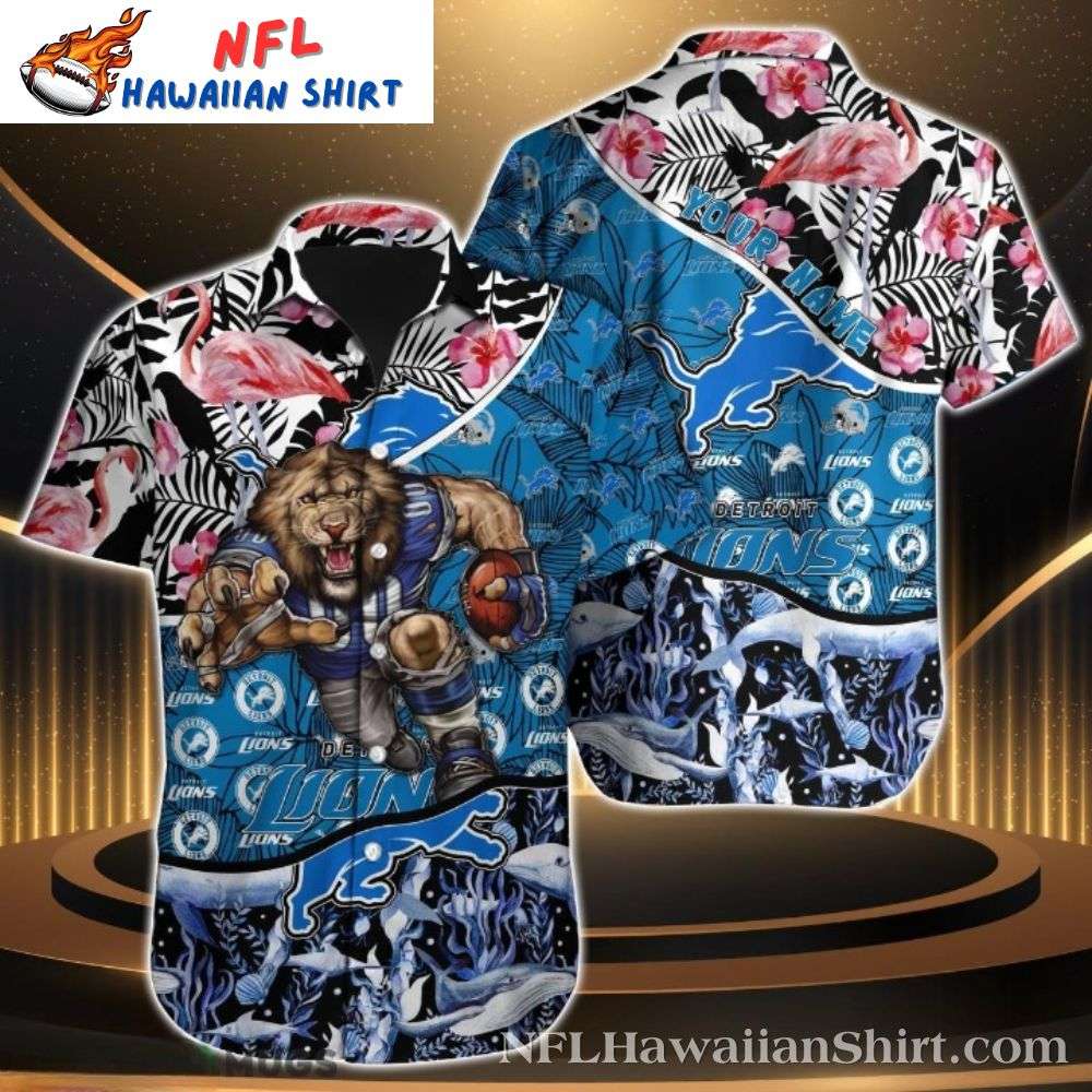 Detroit Lions Floral Contrast Blue And White Hawaiian Shirt