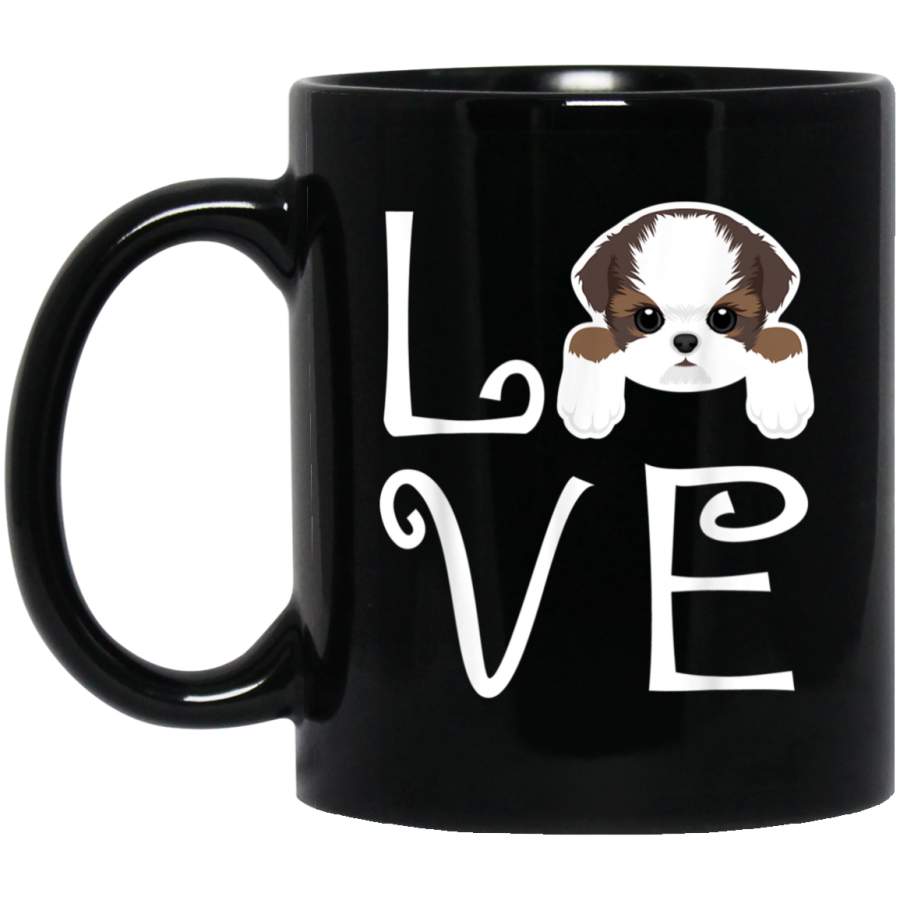 Shih Tzu Love Dog Owner Shih Tzu Puppy 11 oz 15 oz Mug Black