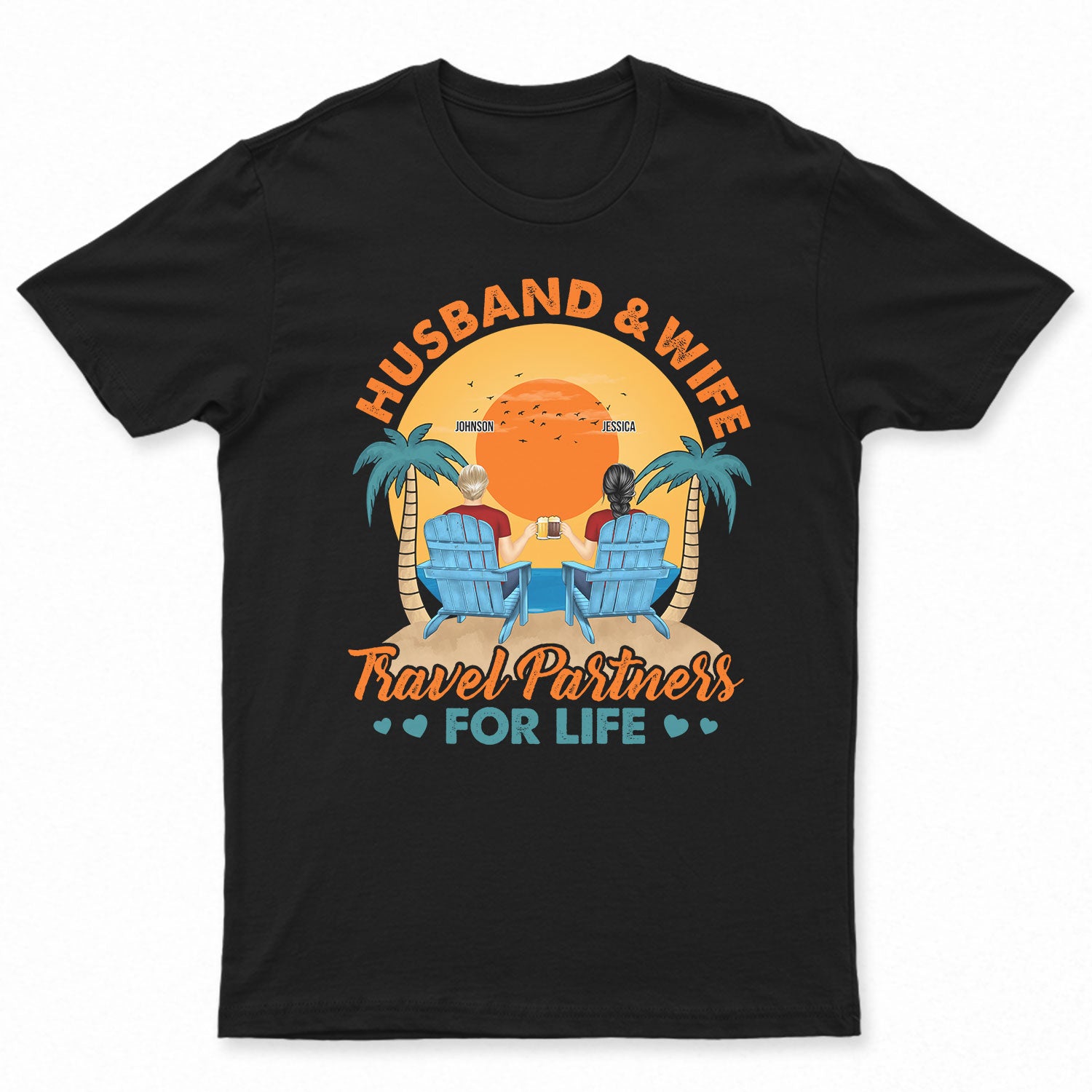 Traveling Partners For Life – Beach Travel Couple Gift – Personalized Custom T Shirt