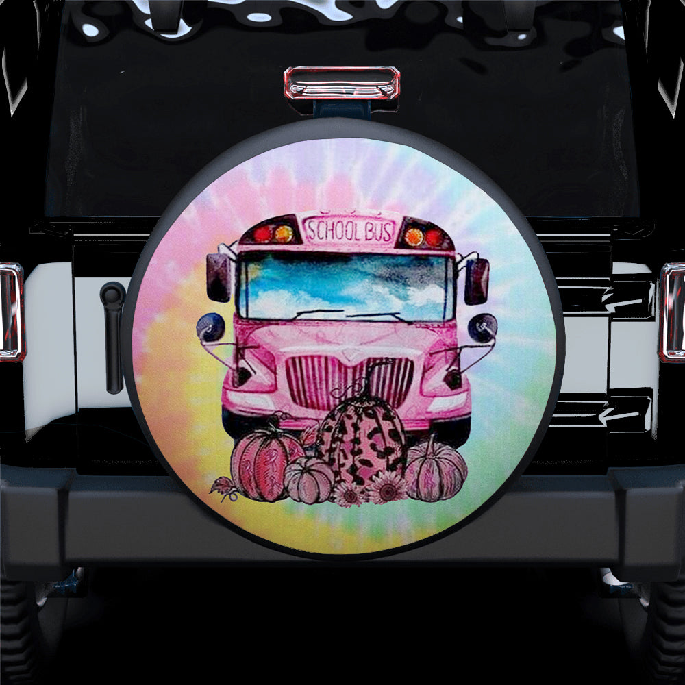 In October We Wear Pink Bus Jeep Car Spare Tire Cover Gift For Campers