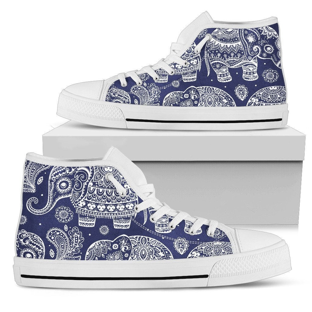 White Elephant Mandala High Top Shoes