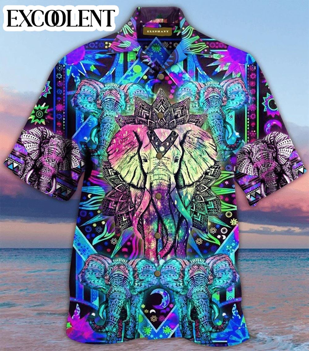 Mandala Elephant Hippie Hawaiian Shirt – Beachwear For Men – Gifts For Young Adults