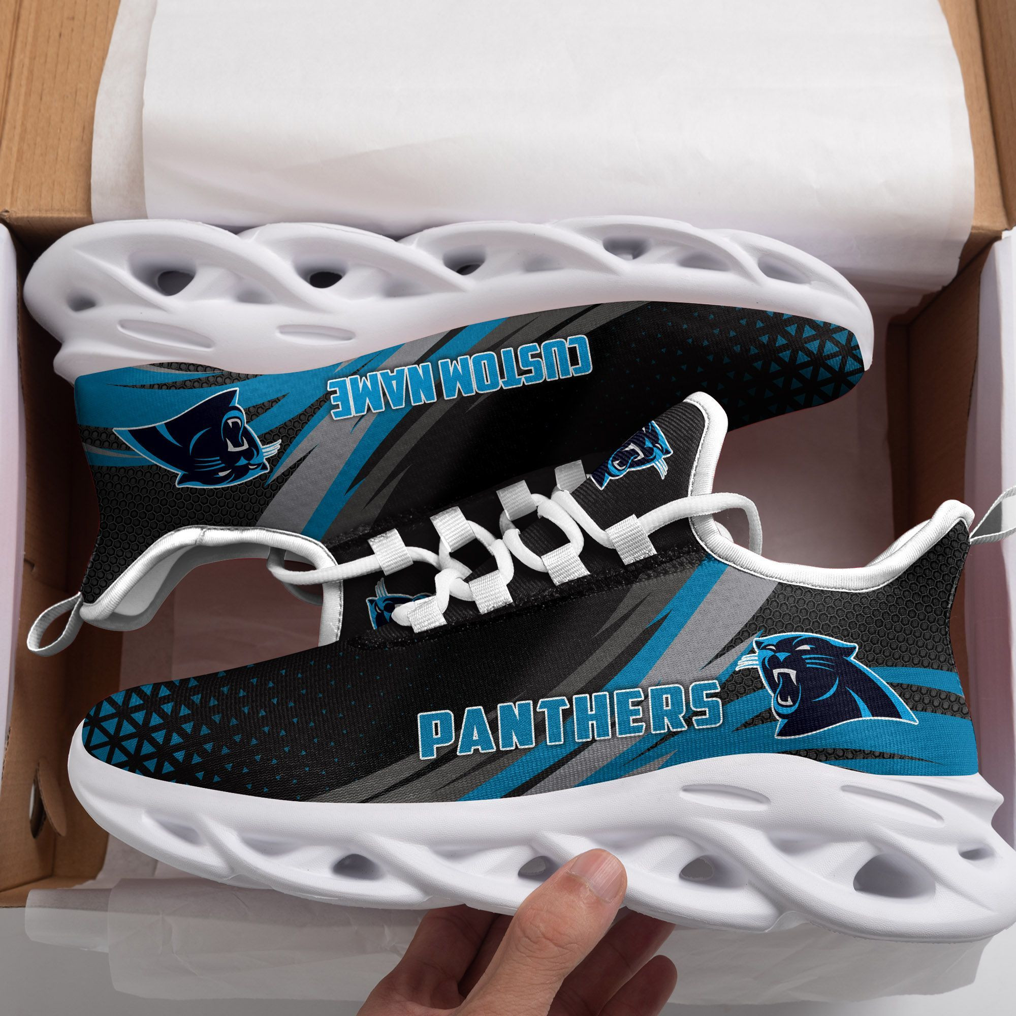 Carolina Panthers Triangle Custom Personalized Max Soul Sneakers Running Sports Shoes For Men Women Football Fanfootball Fan