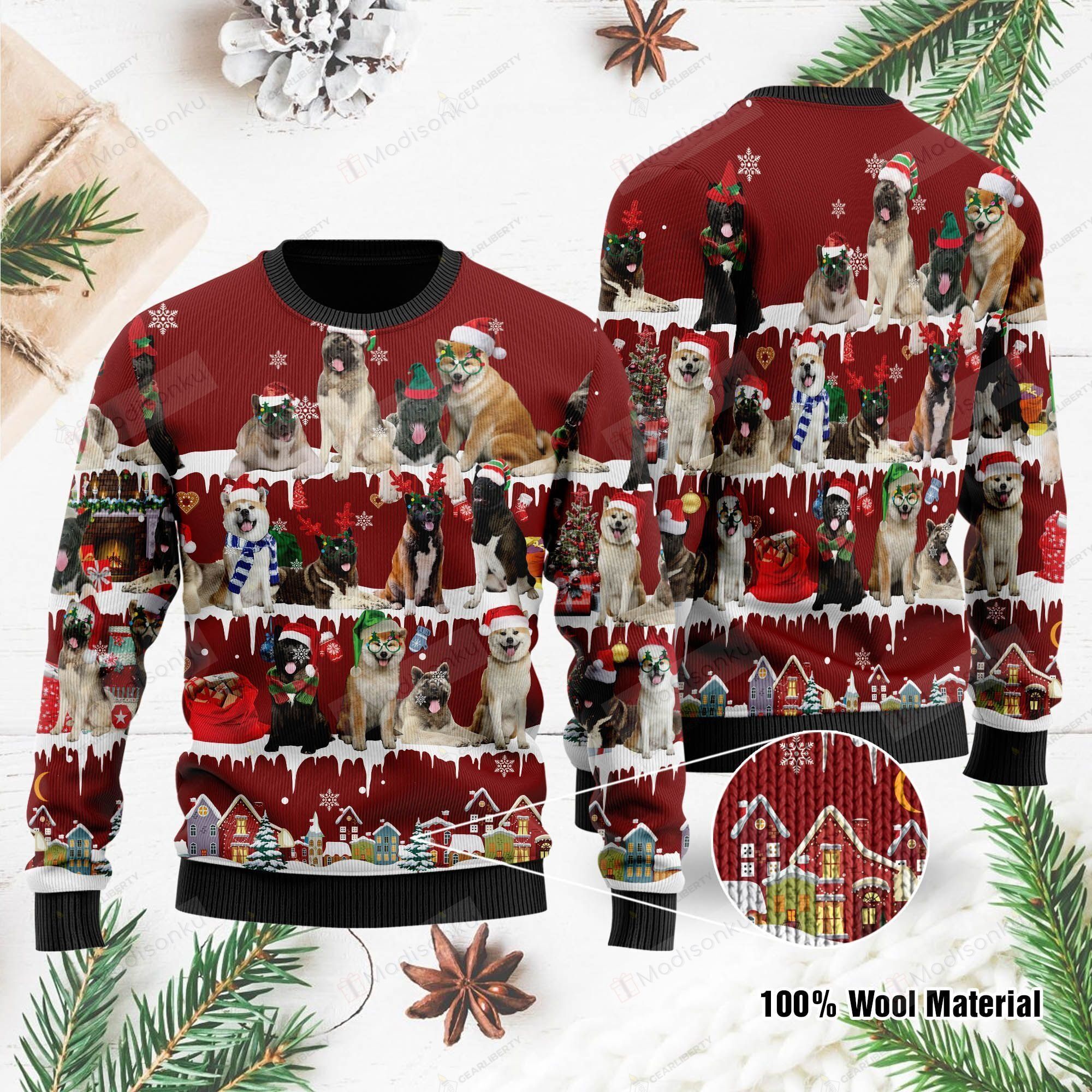 Akita  Ugly Christmas Sweater, All Over Print Sweatshirt