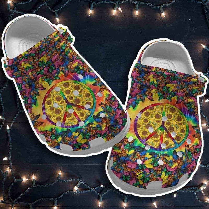 Butterfly Hippie Croc Shoes – Sunflower Clog Gifts For Niece Daughter