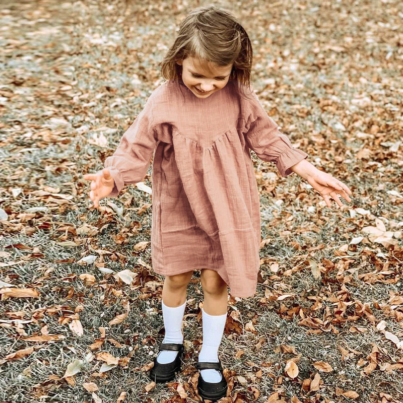 Spring Autumn Girls’ Retro Long-Sleeved Dress 2022 New 100% Cotton Mori Casual Loose Baby Girl Dresses TZ071 alx