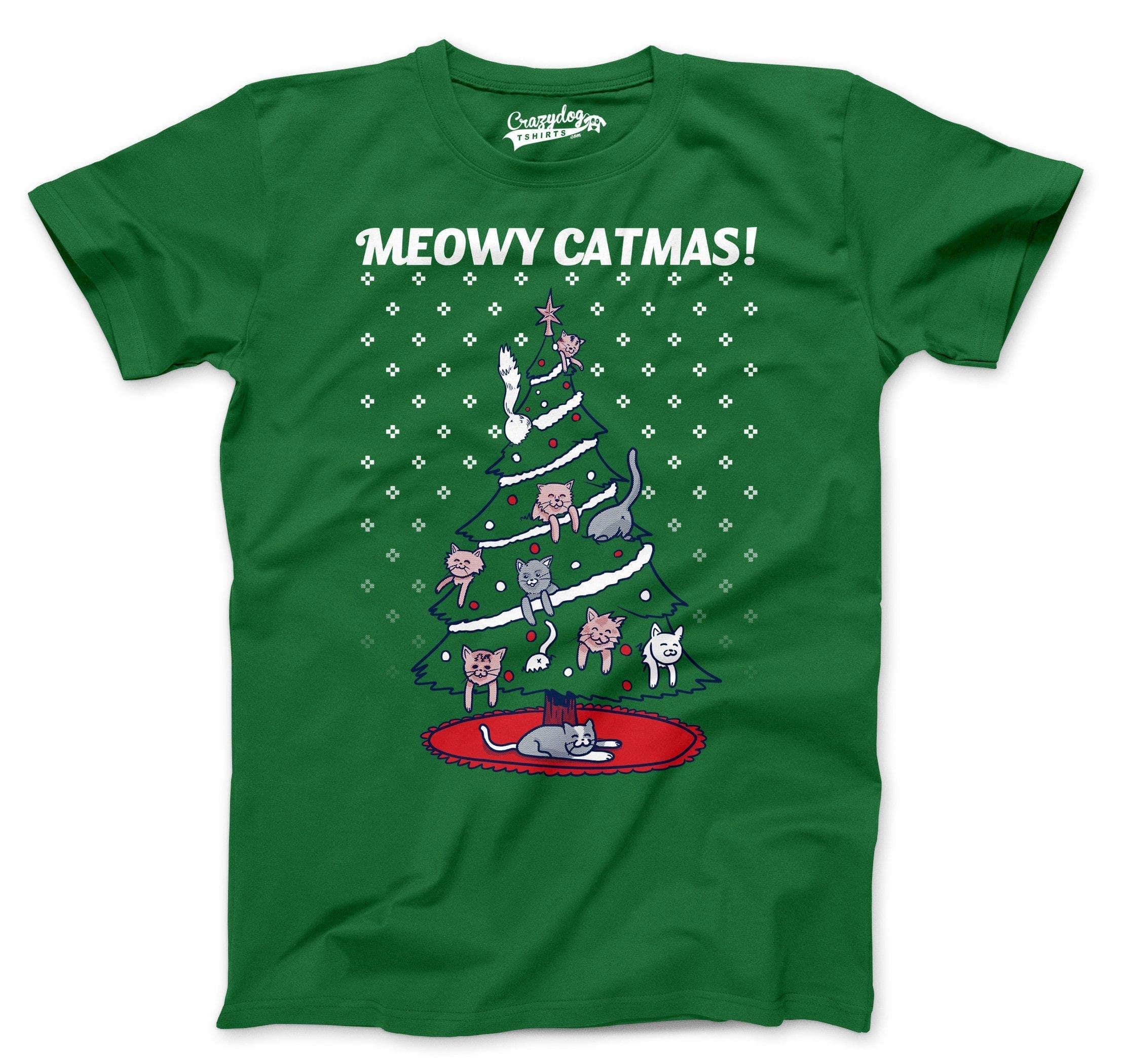 Meowy Christmas Cat Tree Ugly Christmas Sweater Men’S Tshirt