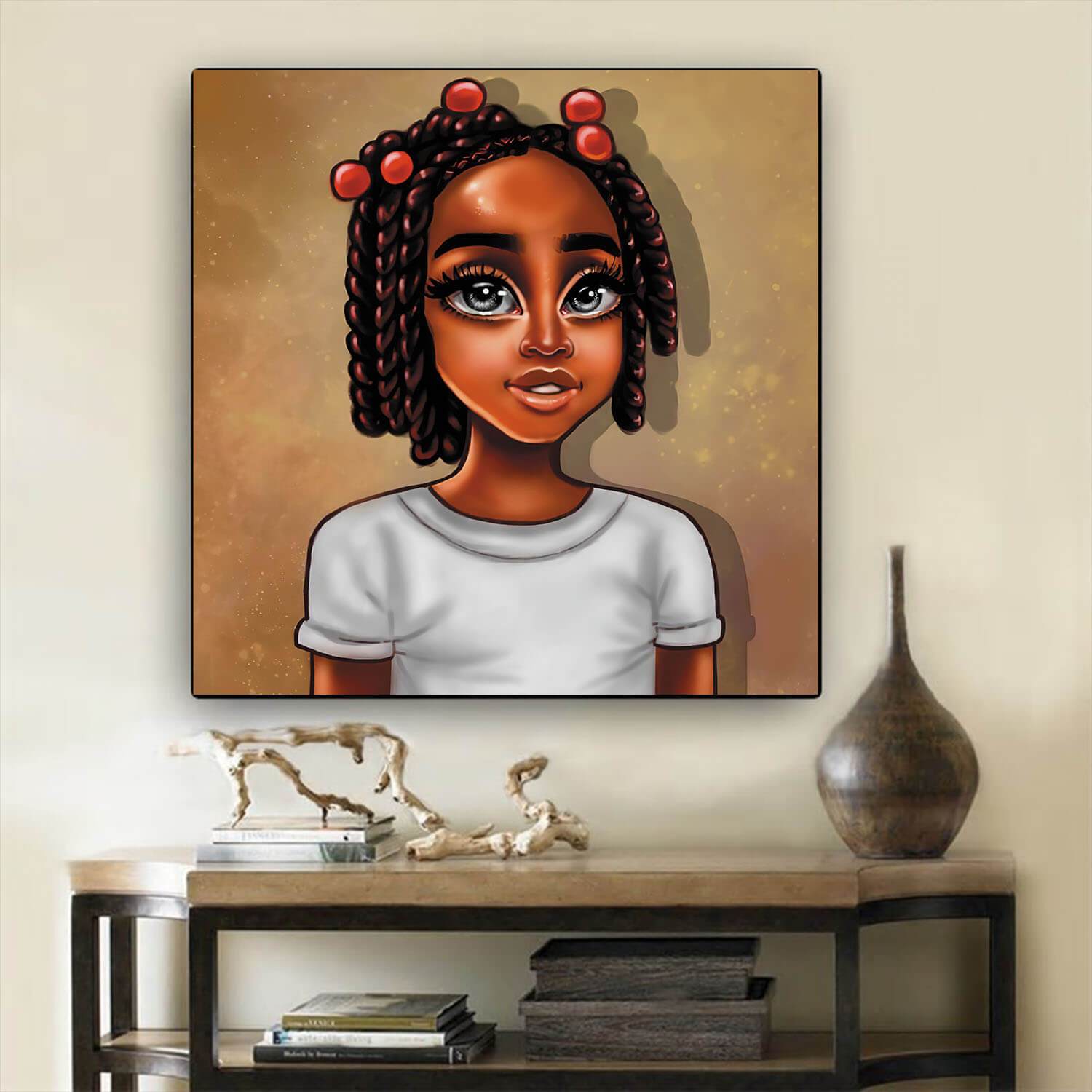 African American Wall Art Cute Black Girl Black History Canvas Art Afrocentric Home Decor BPS17619