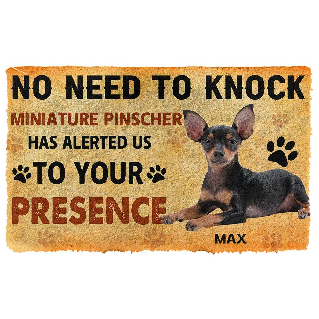 Gearhumans  Gearhuman 3D No Need To Knock Miniature Pinscher Dog Custom Name Doormat