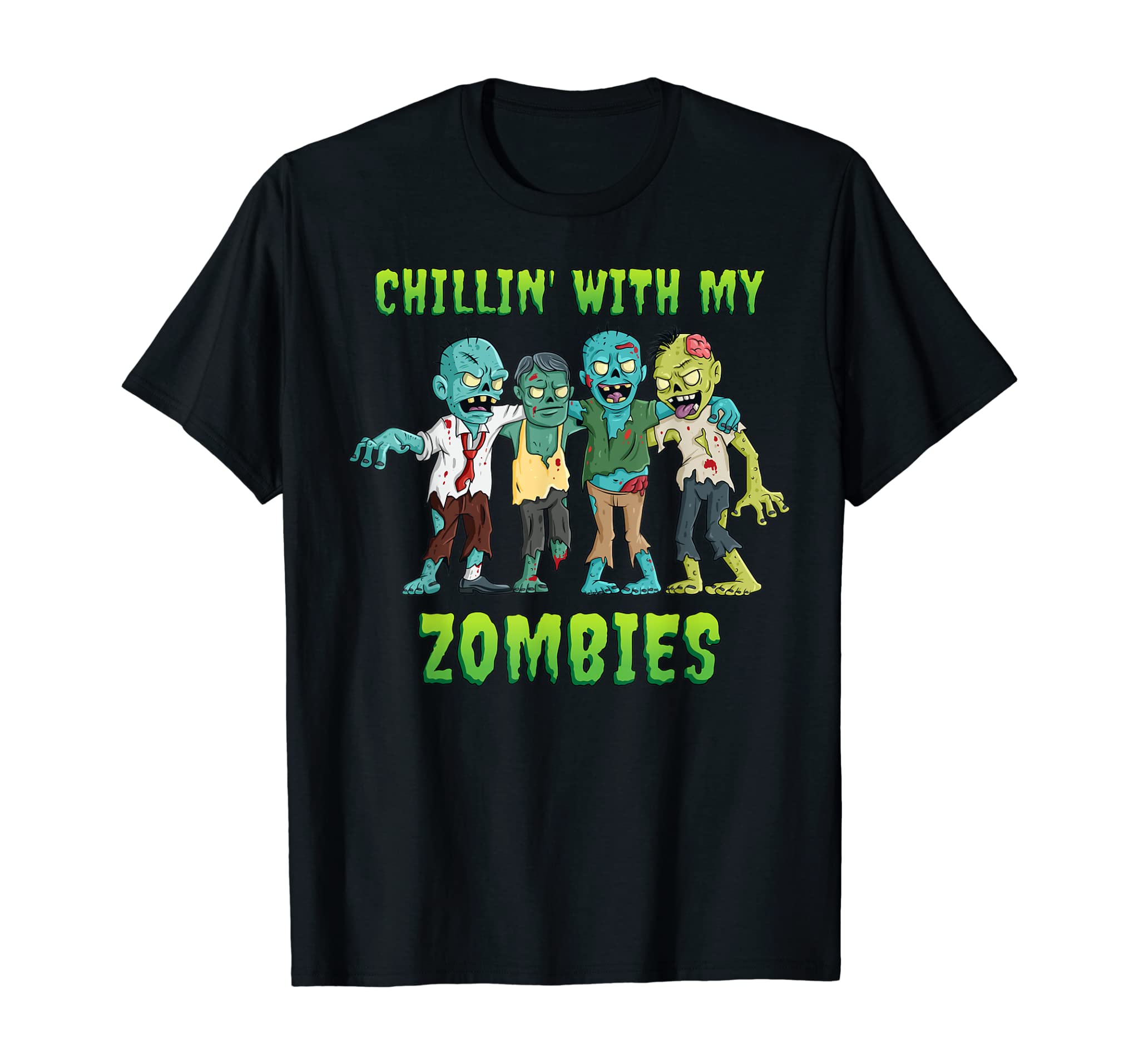 Chillin With My Zombies Halloween Boys Kids Funny T-Shirt