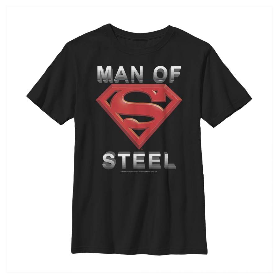 Superman Boy’s Man of Steel Beveled Logo  T Shirt