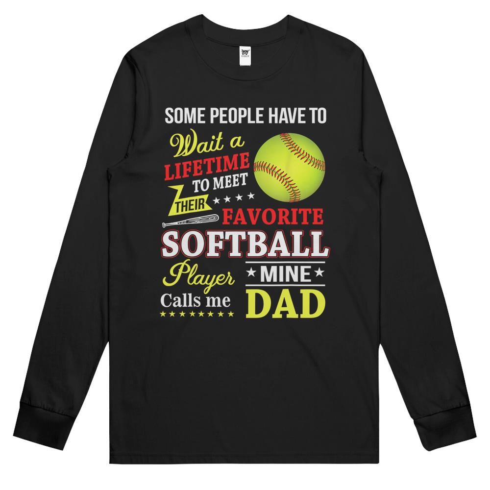 Softball Dad Long Sleeve Long Sleeve T Shirtss, Softball Dad Shirts, My Favorite Softball Player Calls Me Dad Gift Long Sleeve T Shirts Printfushion