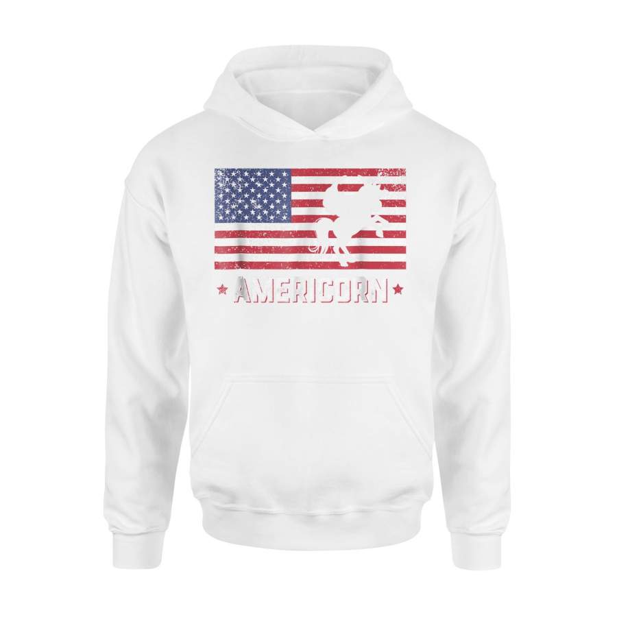 American Flag Unicorn Americorn Usa Funny 4th Of July Premium Hoodie