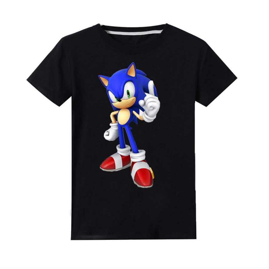 Sonic the hedgehog 3D printing Cute t-shirt 100% Cotton Short Sleeve shirt for children