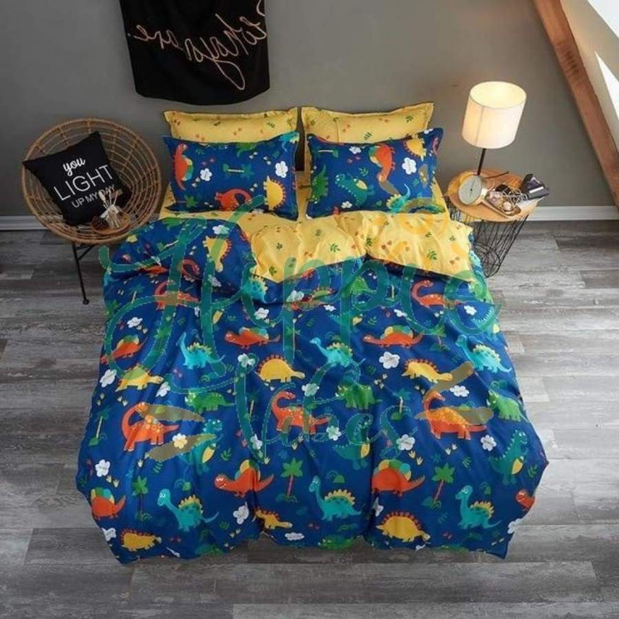 Cartoon Dinosaur Bedding Comforter Bedding Sets Children’s Boy’s Quilt Cover Bed Sheet Pillowcase Sets King Queen Full Twin Size