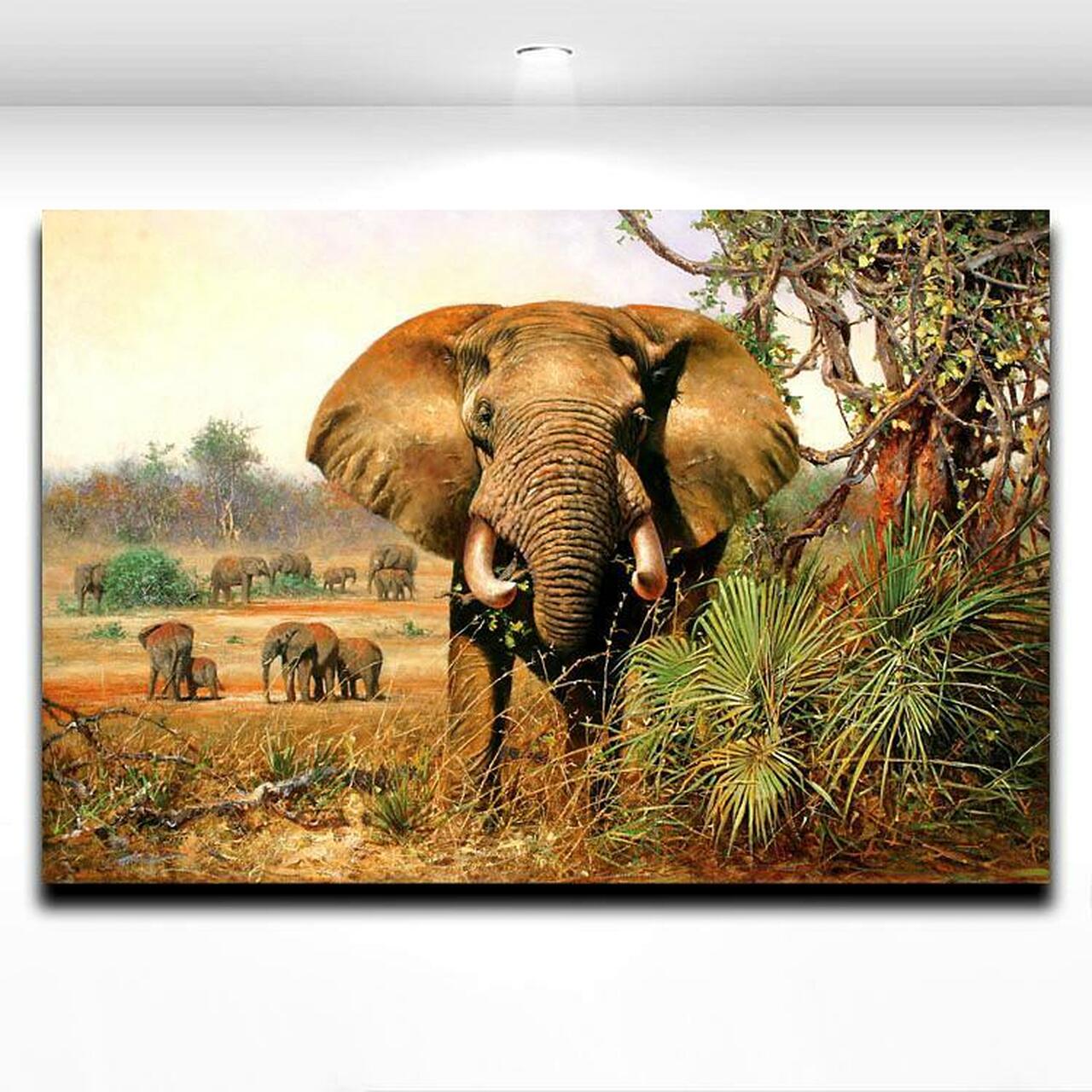 African Wild Animal Elephant Modern Artwork For Home Living Office Full Hd Personalized Customized Canvas Art Wall Art Wall Decor