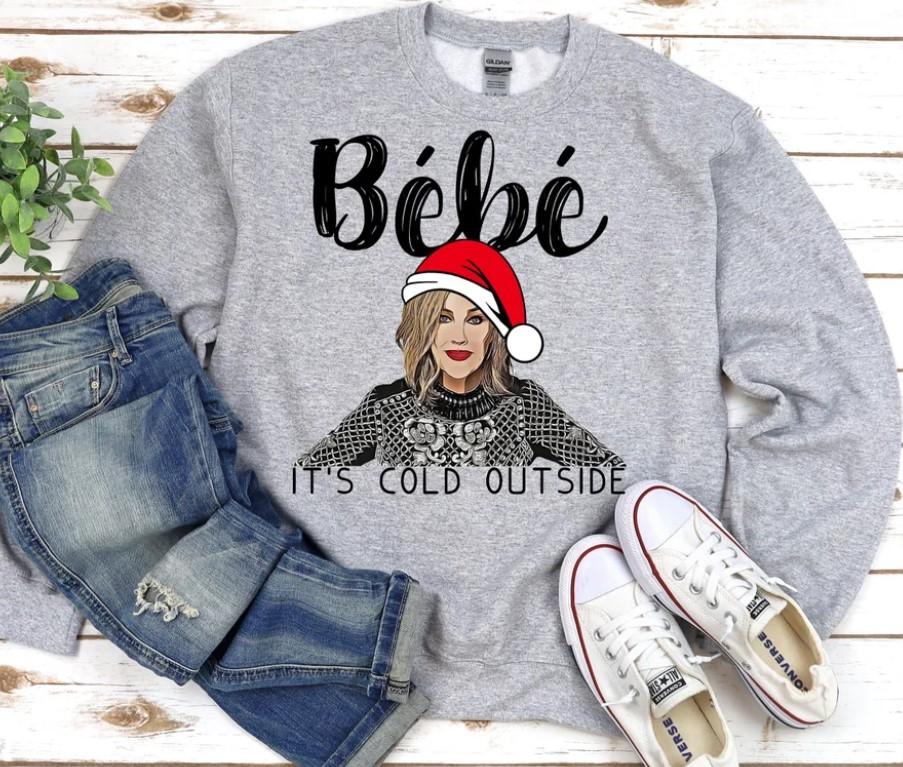 Bebe Its Cold Outside Sweatshirt, Christmas Sweatshirt, Christmas Sweater, Crewneck Pullover Sweater, Moira Rose, Long Sleeves Sweatshirt