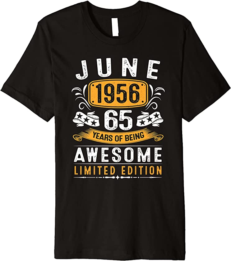 65th Birthday Gift Vintage June 1956 Men Women 65 Year Old Premium T-Shirt