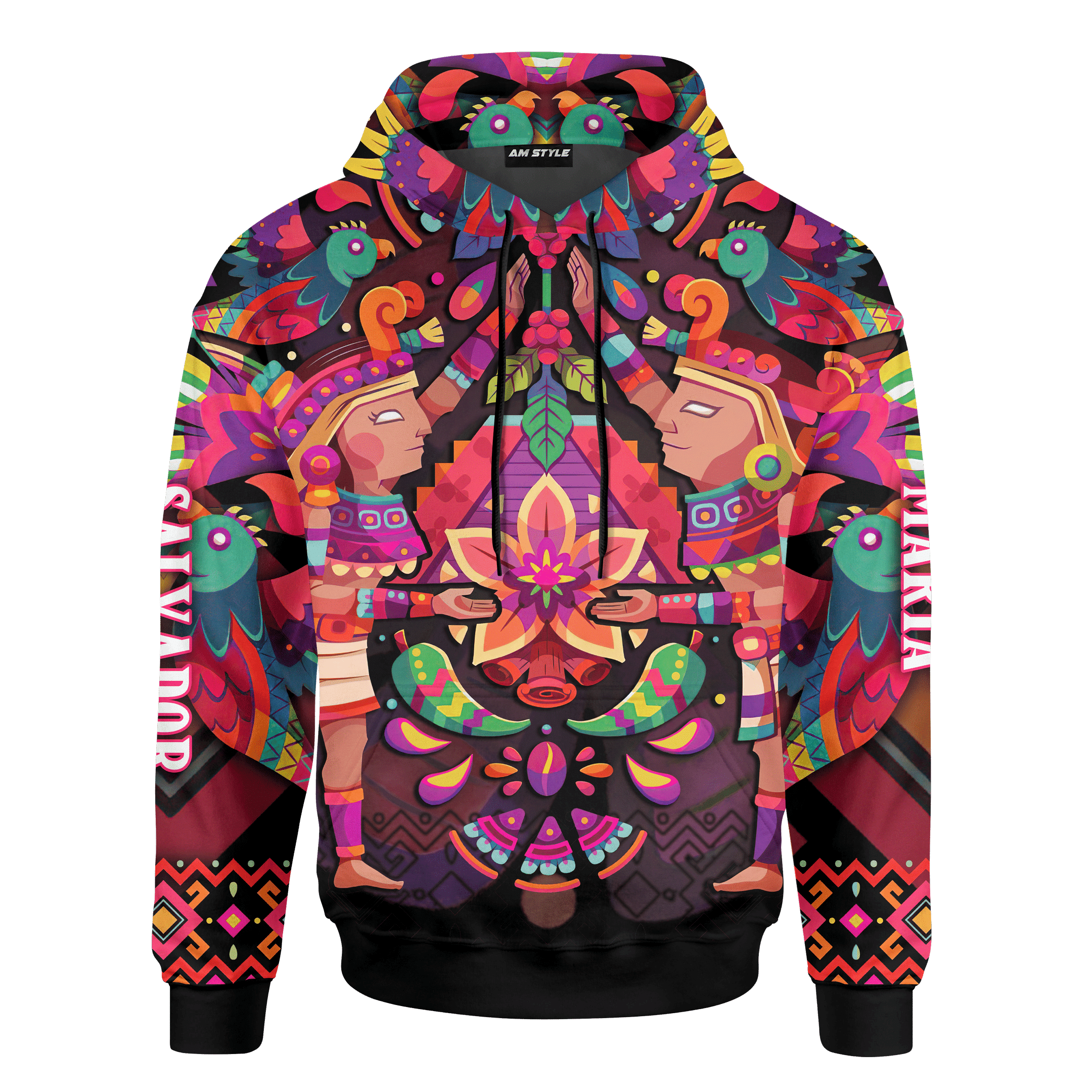 Aztec Flower Couple Maya Aztec Customized 3D All Over Printed Hoodie