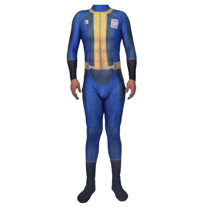 Adult Kids Game Fallout 4 Vault Suit Cosplay Costume Zentai Halloween Party Bodysuit Suit Jumpsuits alx