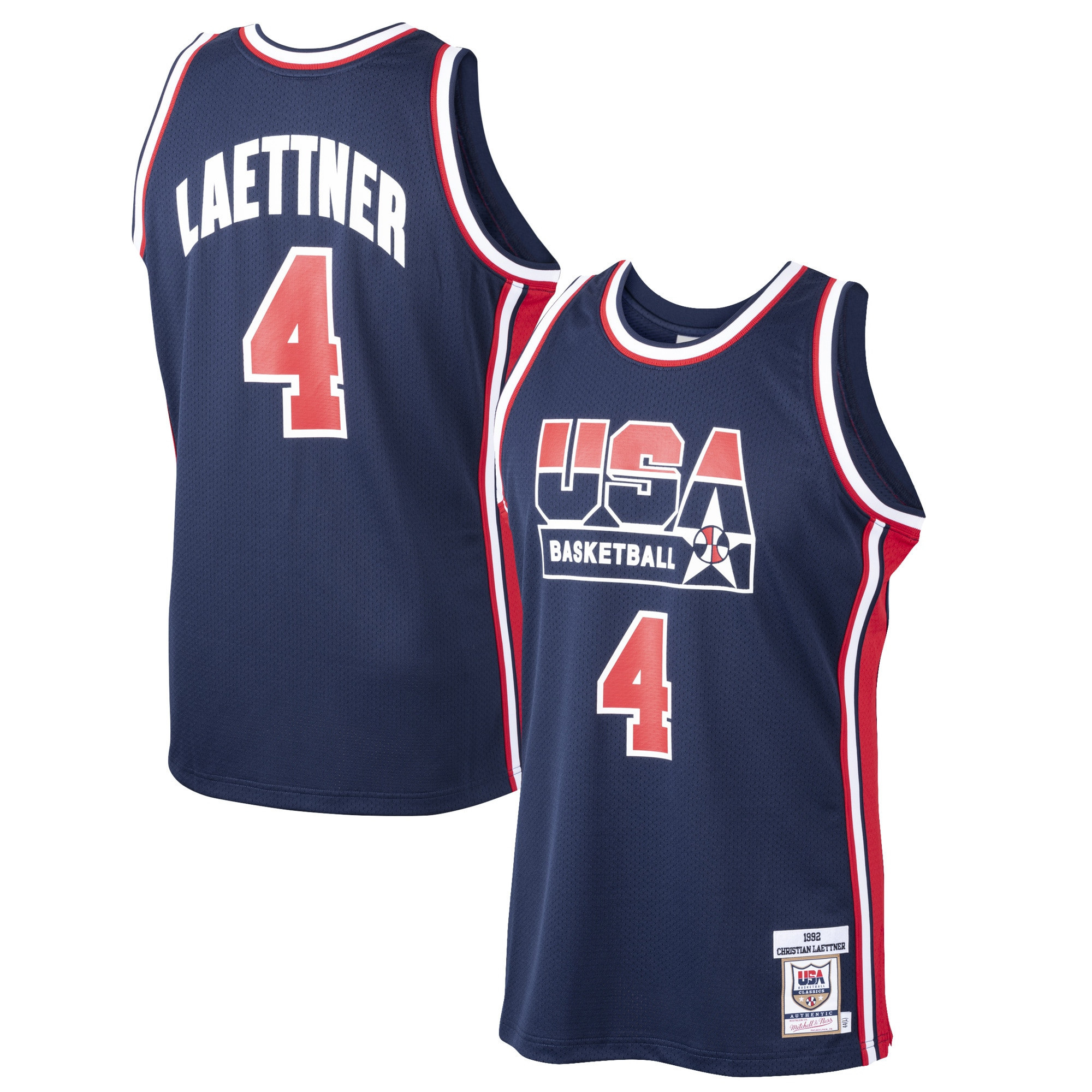 Christian Laettner Usa Basketball Mitchell & Ness Home 1992 Dream Team Authentic Jersey – Navy NBA