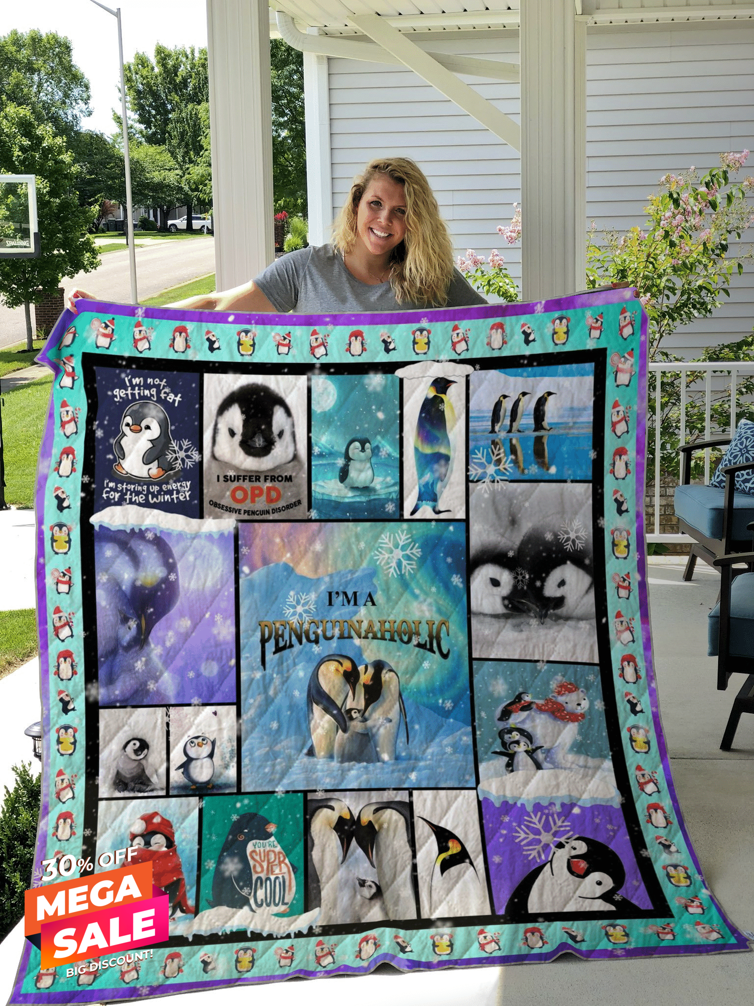 Penguin  You’re Super Cool Quilt Blanket