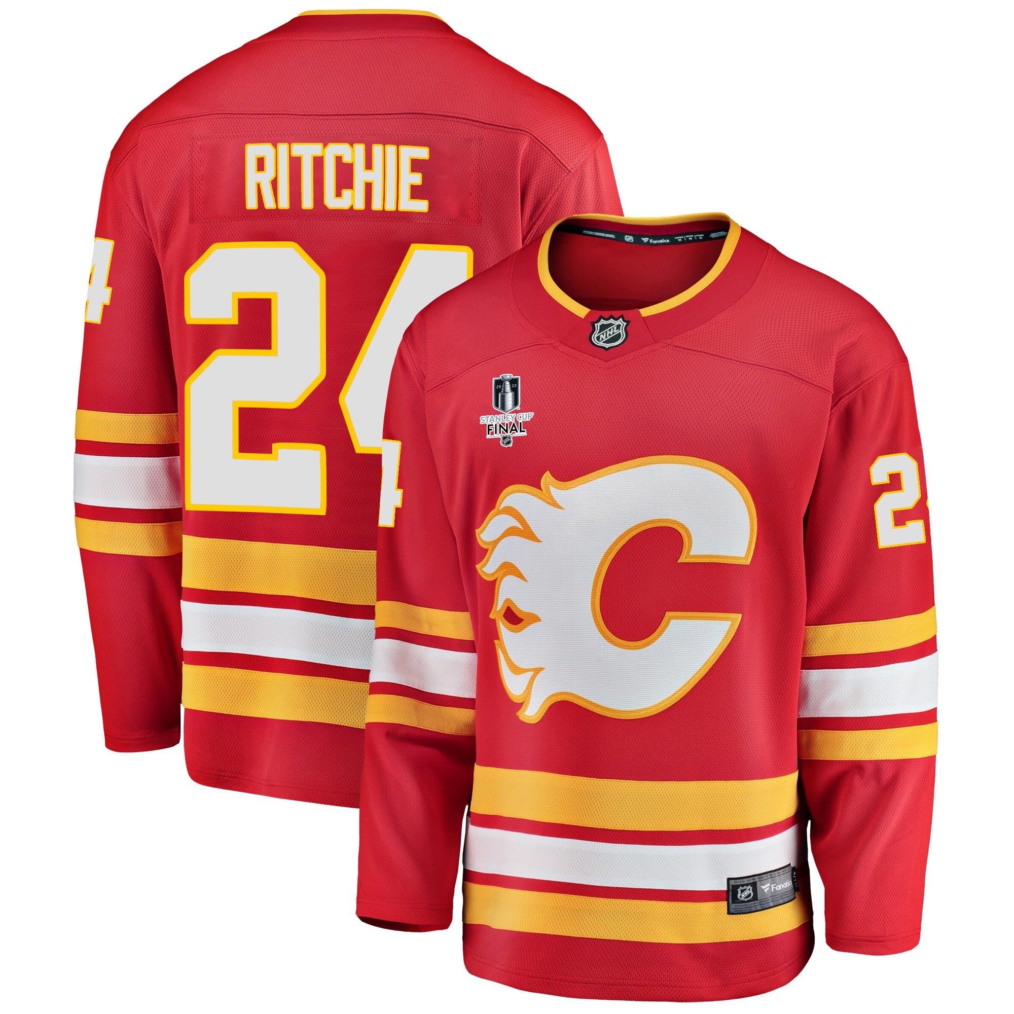 Calgary Flames Brett Ritchie 24 Home 2022 Stanley Cup Final Breakaway Men Jersey – Red