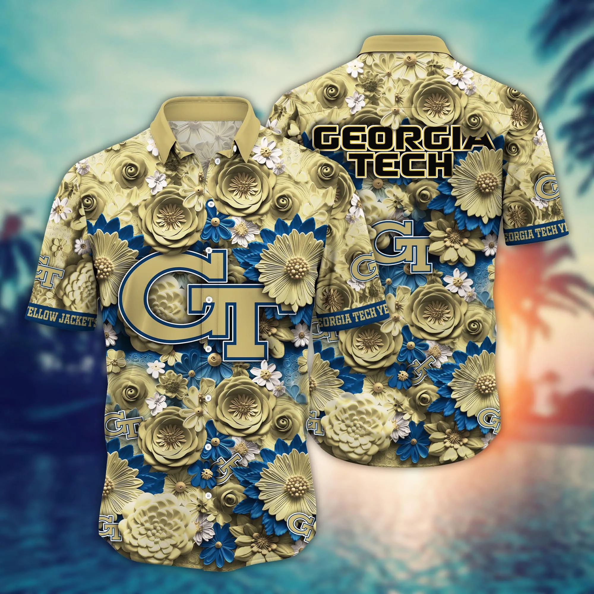 Georgia Tech Yellow Jackets NCCA Hawaiian Shirt Trending For This Summer Customize Shirt Any Team