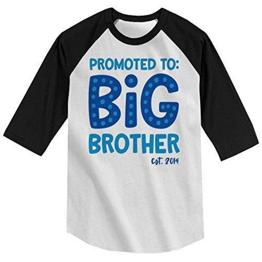 Shirts By Sarah Boy’s Toddler Promoted to Big Brother EST. 2019 Baby Reveal T-Shirt Cute Shirt 3/4 Sleeve Raglan