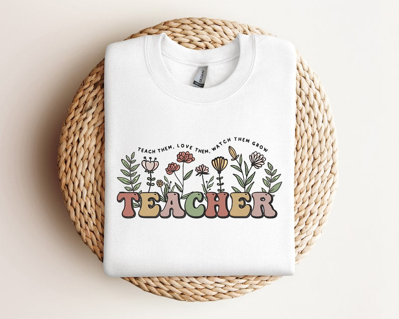 Teacher Embroidered Sweatshirt 2D Crewneck Sweatshirt All Over Print Sweatshirt For Women Sweatshirt For Men Sws3088