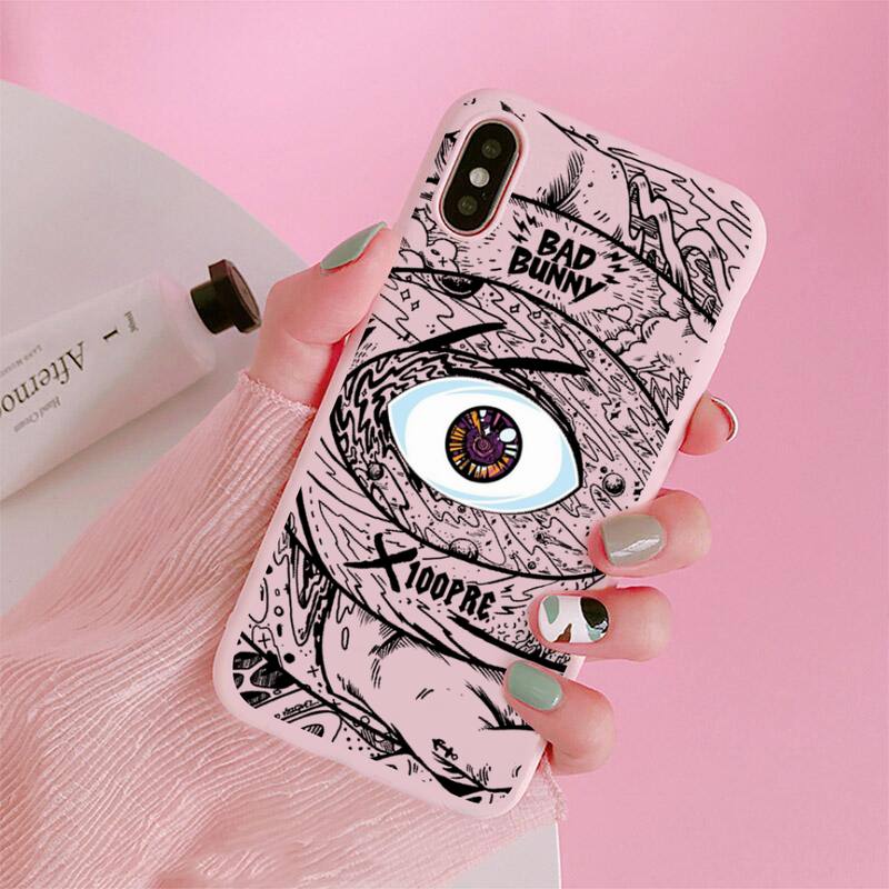 Bad Bunny X100pre Phone Case For iphone 13 12 11 Pro Max Mini XS 8 7 6 6S Plus X SE 2020 XR Matte Candy Pink Silicone cover alx