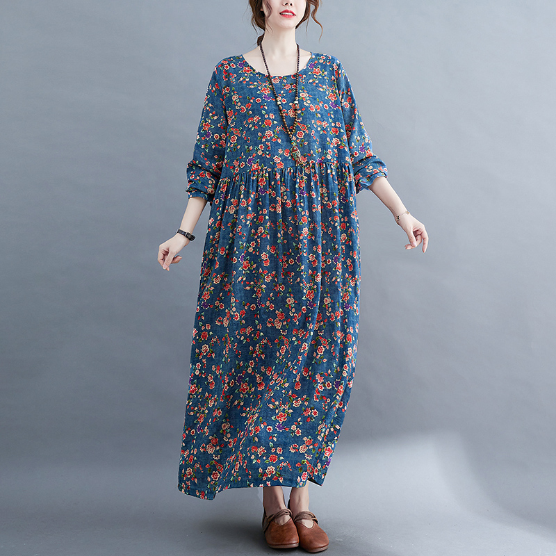 Spring Women Long Sleeve Vintage Floral Dress Woman Clothing Casual Femme Summer Dress Ladies New Arrival Flower Dress 2021 alx