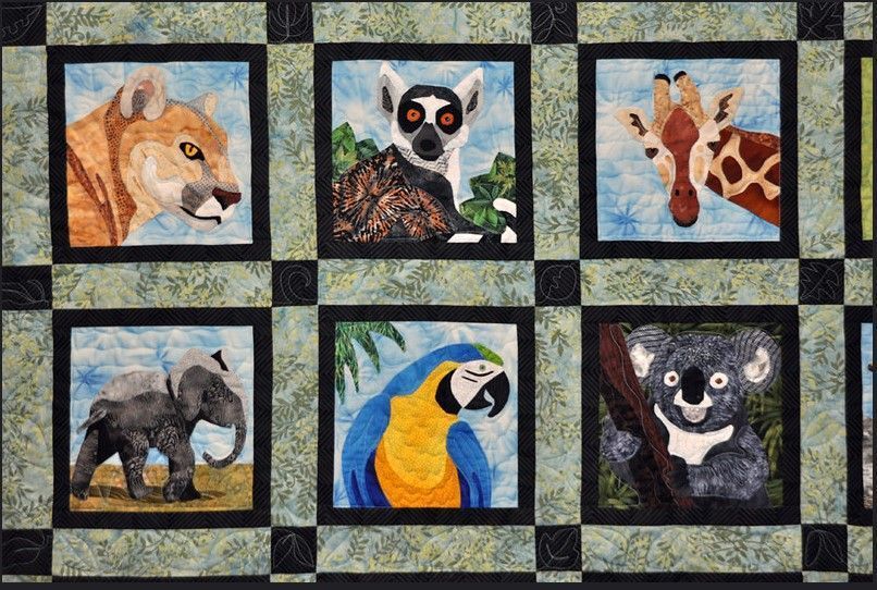 Koala Leopard Giraffe Elephant Parrot Quilt Cufkj