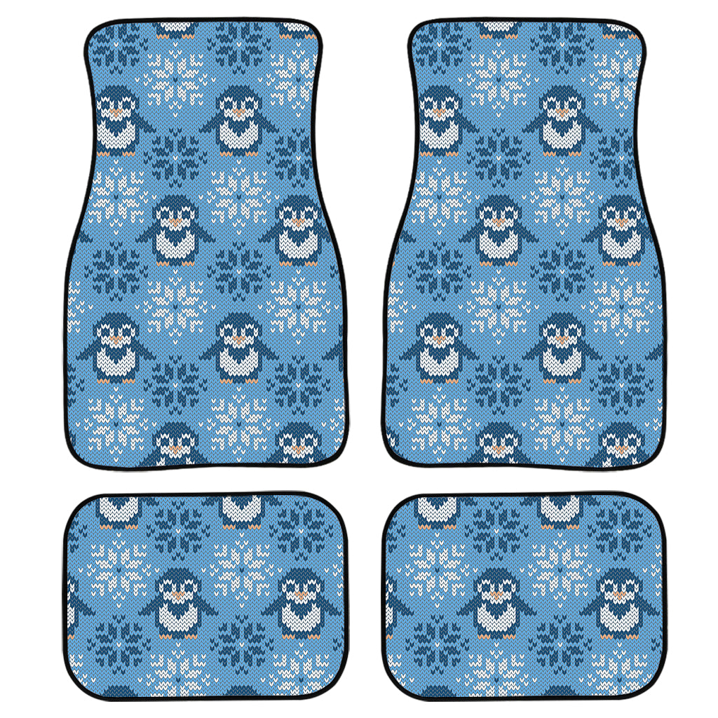 Snowy Penguin Knitted Pattern Print Front And Back Car Floor Mats