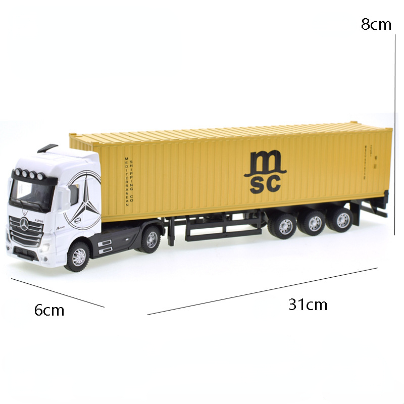 1:50 Scale Diecast Alloy Double Deck Truck Transporter Model Container Truck Toy Vehicles With Light Boy Toys For Children Gift alx