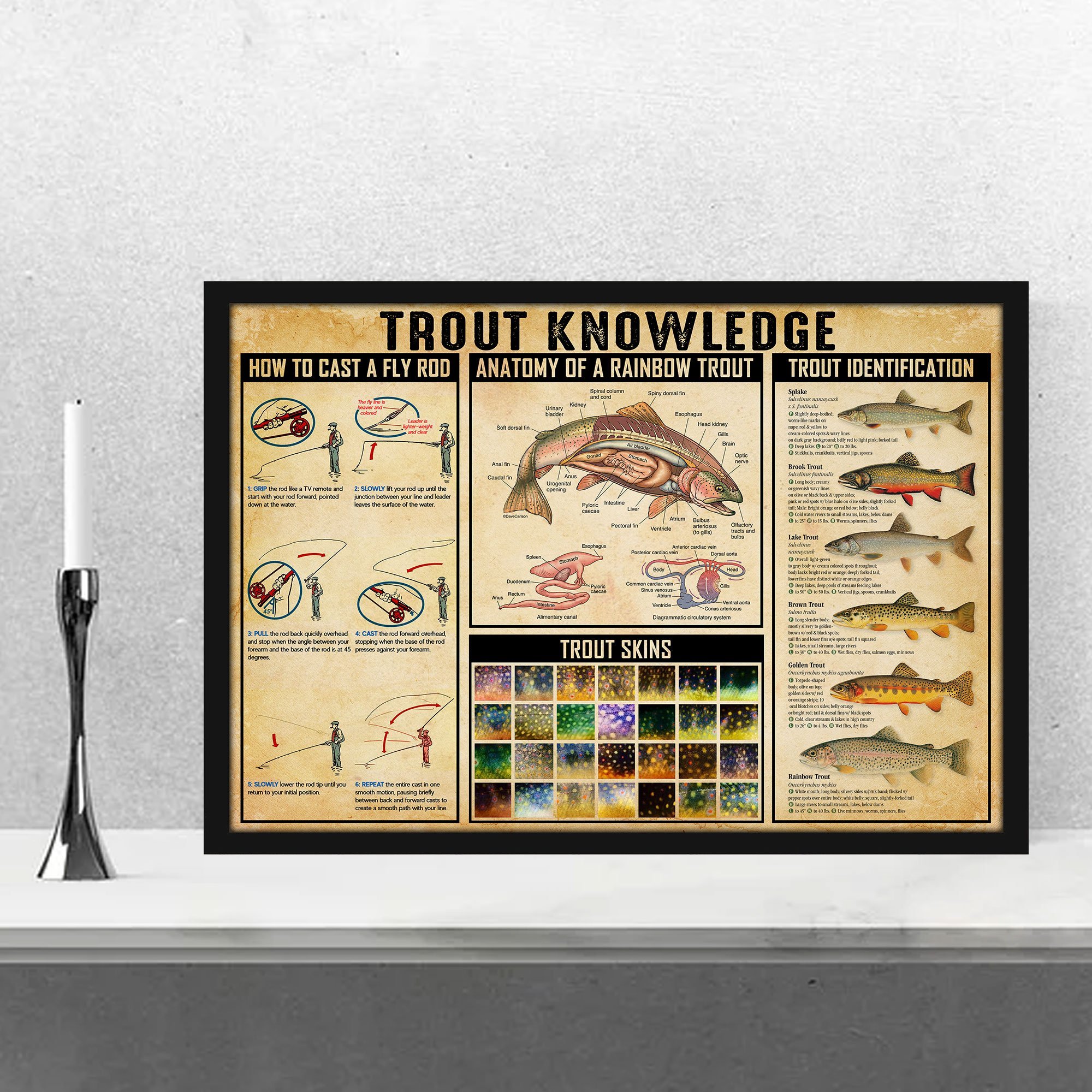 Trout Knowledge Horizontal  Paper Poster No Frame Matte Canvas Wall Decor