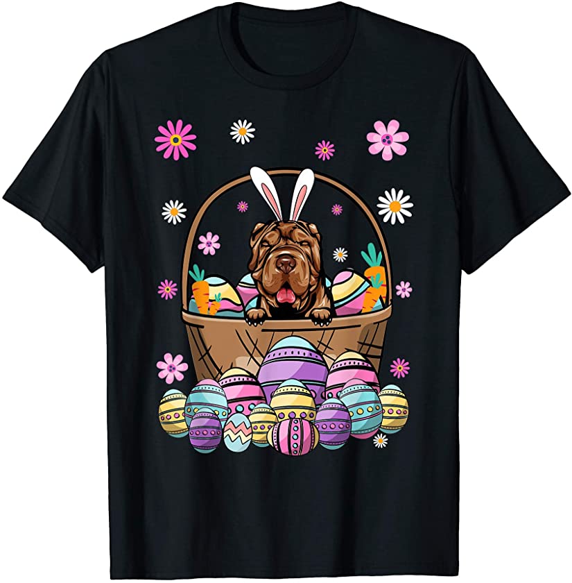 Bunny Shar Pei Dog Happy Easter Day Lover Egg Hunt T-Shirt