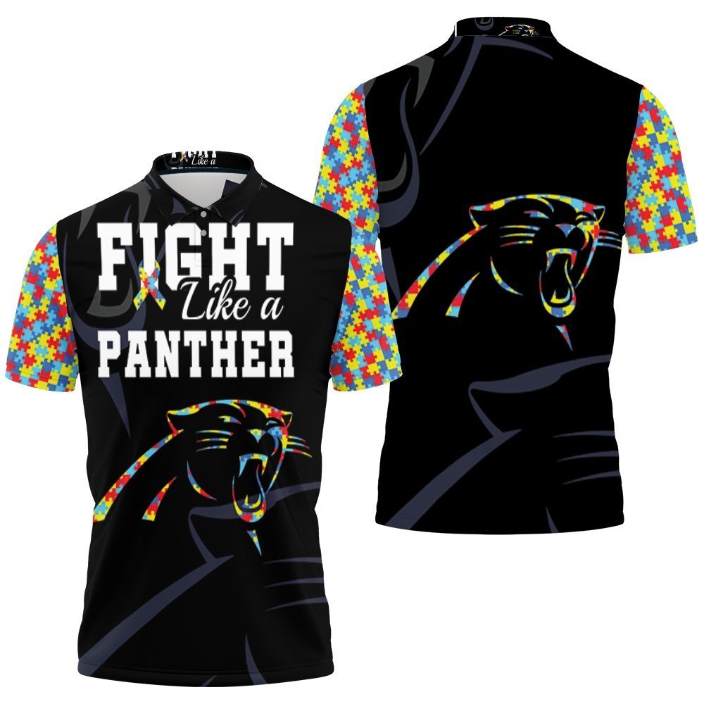 Fight Like A Carolina Panthers Autism Support Polo Shirt