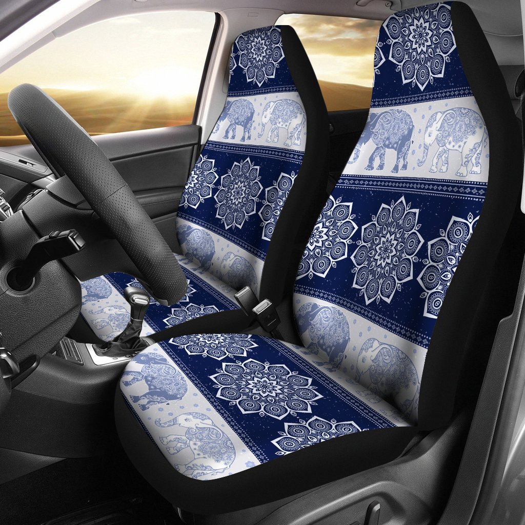 Flower Mandala Elephant Navy Car Seat Covers T0201