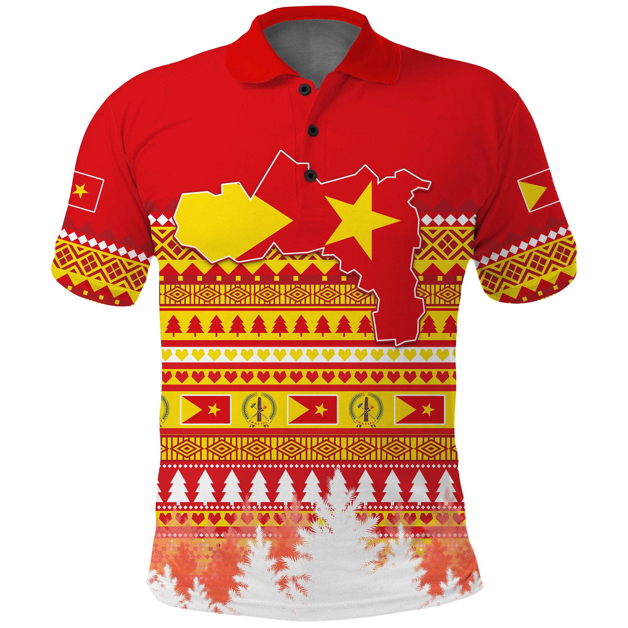 Tigray Polo Shirt Merry Christmas Mix African Pattern Lt13