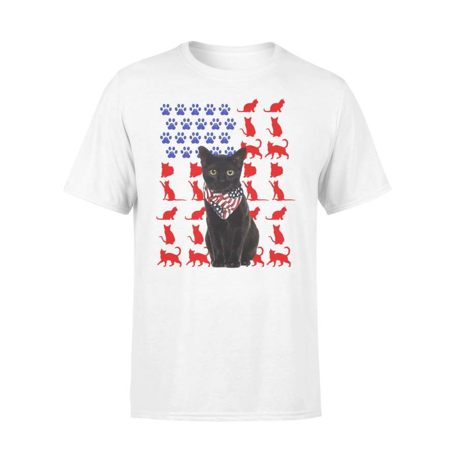 Black Cat America Flag T-shirt