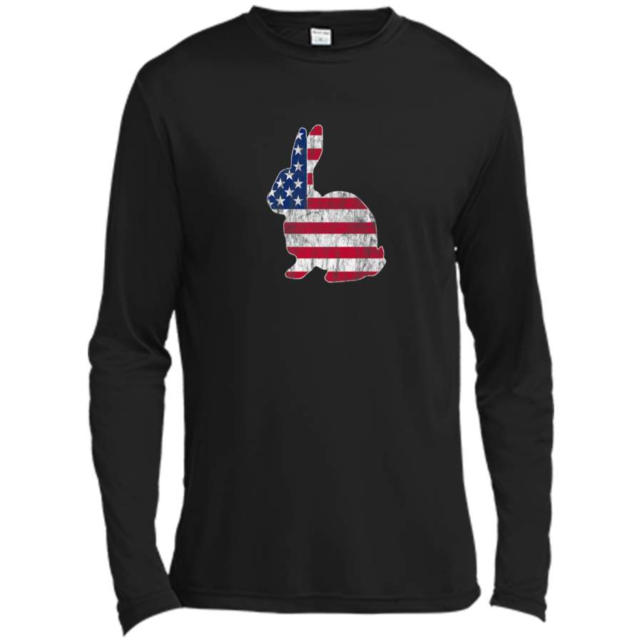 Bunny Rabbit American Flag Easter T-Shirt Long Sleeve Moisture Absorbing Shirt