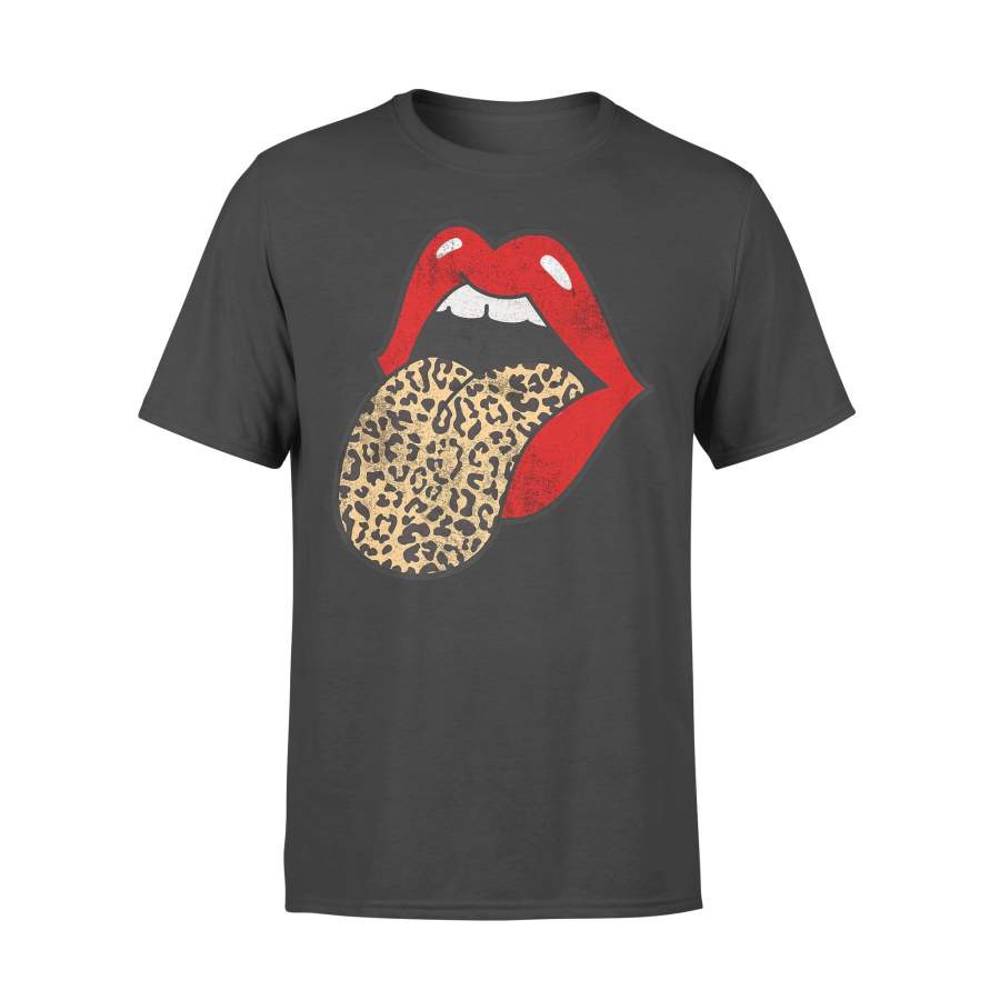 Red Lips Leopard Tongue Trendy Animal Print T-Shirt – Standard T-shirt