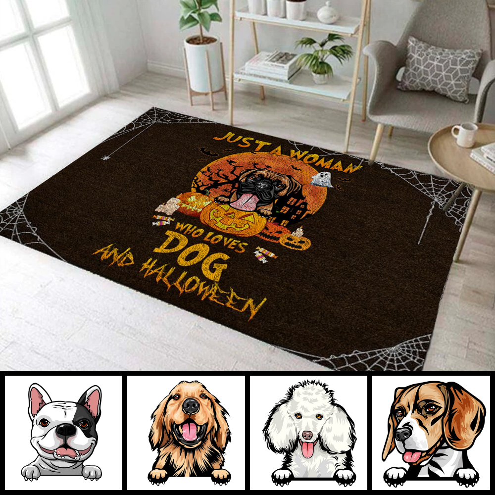 Just A Woman Who Loves Dog And Halloween Horizontal Rug Ru010