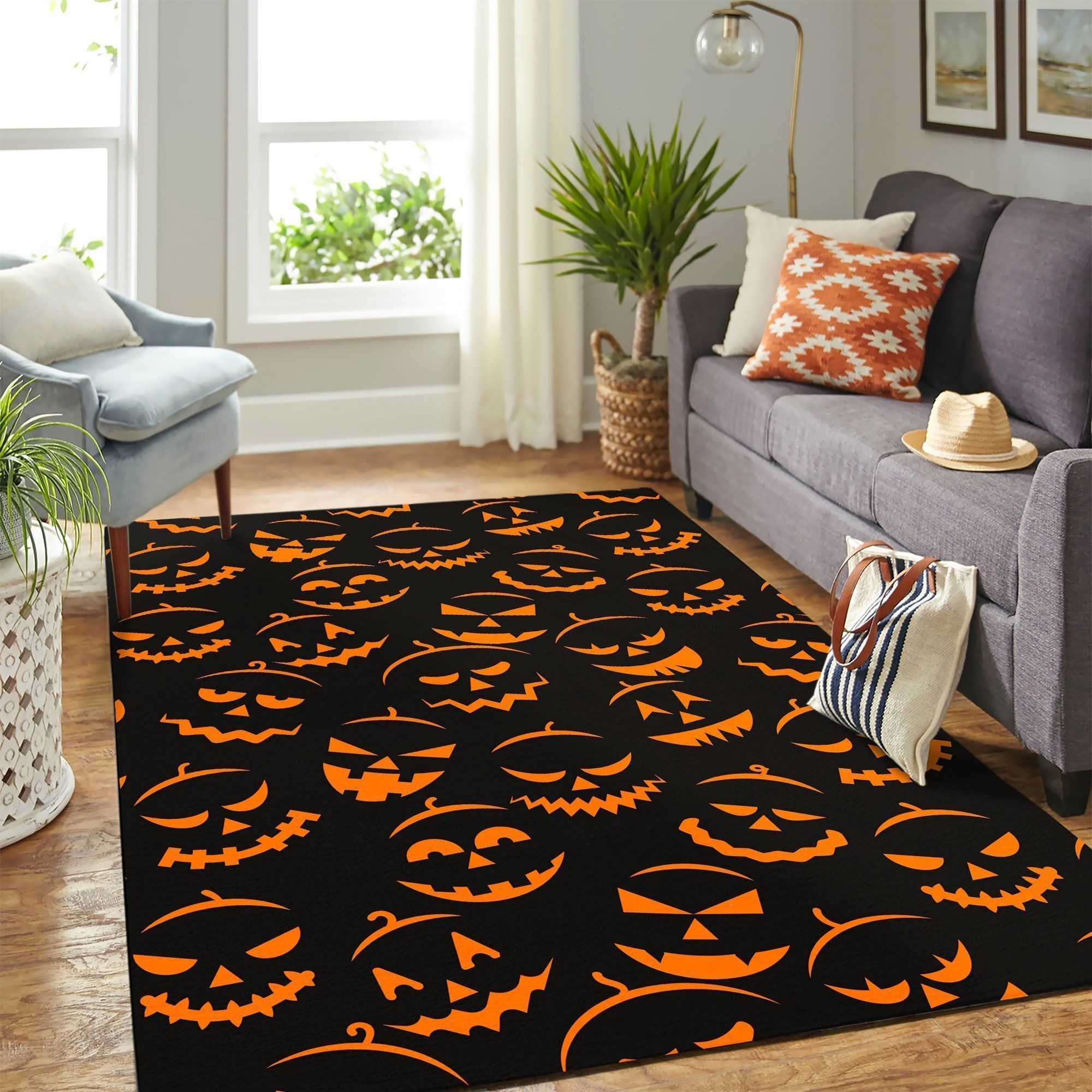 Halloween Face Pattern Carpet Rug, Living Room Rugs, Floor Decor