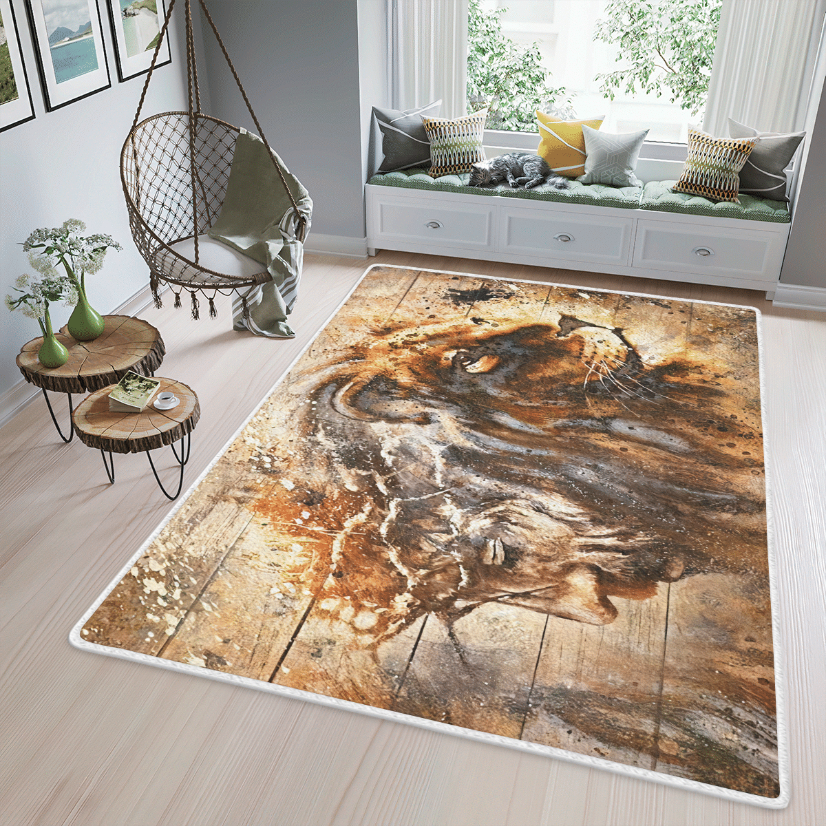 Wooni Jesus Lion Area Rug, Rectangle Rug Wn23022235