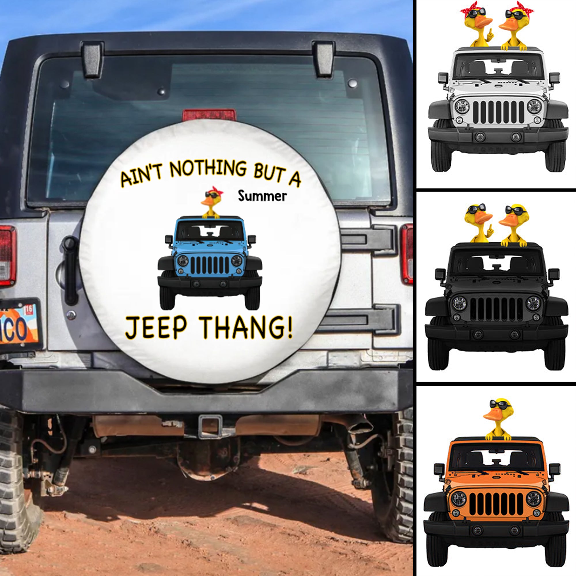 (Custom Personalised) Jeep – Ain’T Nothing But A Jeep Thang Spare Tire Cover – White Lt8