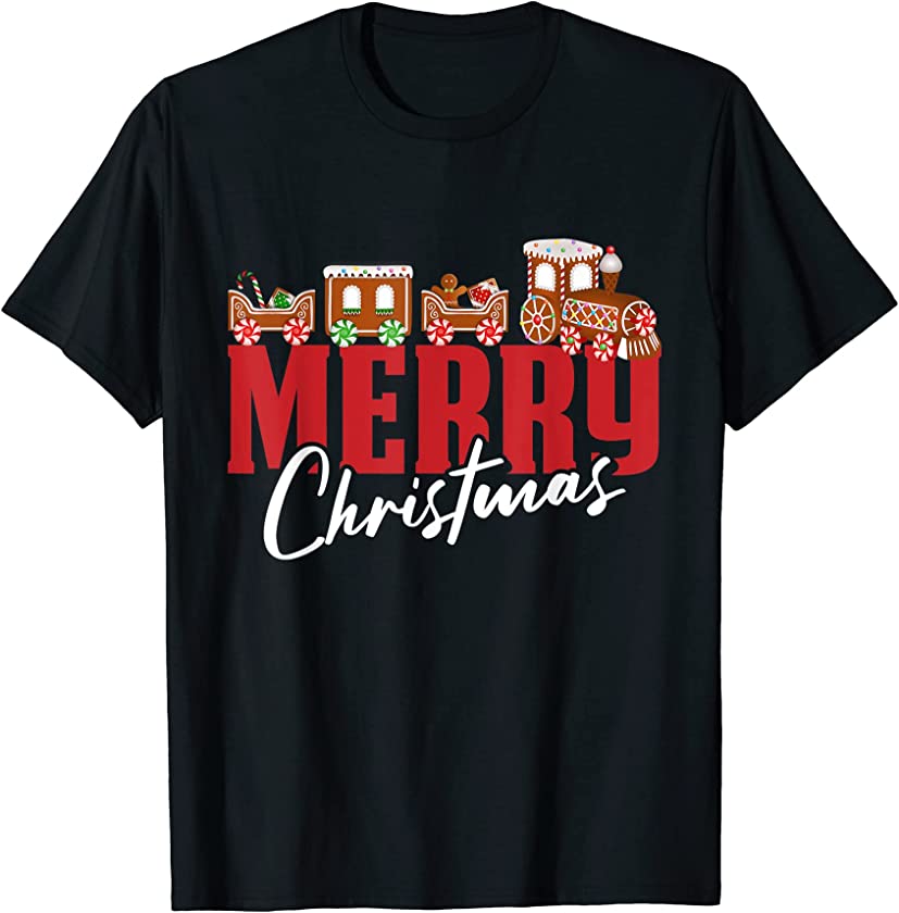 Merry Christmas Pajama Cookie Train Gingerbread Candy Cane T-Shirt